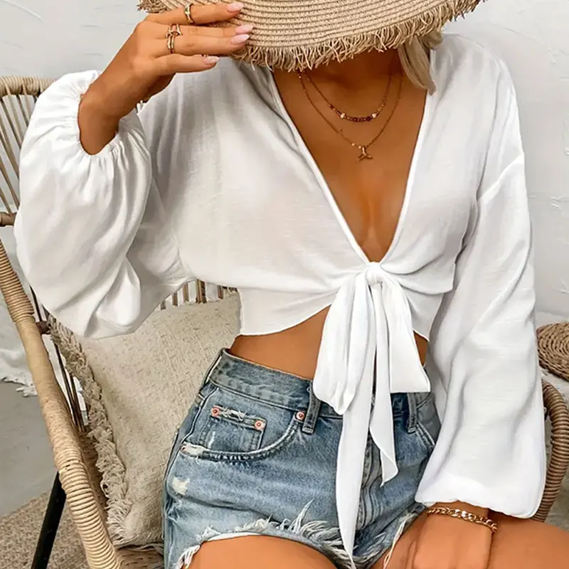 Sexy Beach Cover Up Women BIKINI Swimsuit T-shirt White Suit  Beachwear Shirts Long Sleeve Female