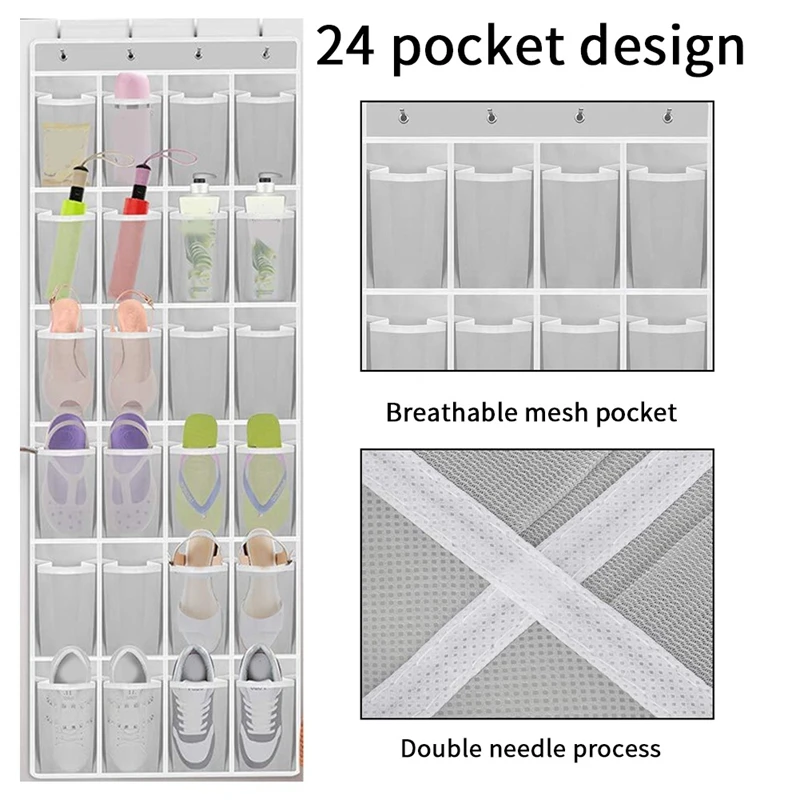 24 Sundries Shoes Hanging Bag Multi-Pocket Shoes Bag Door Storage Hanging Bag Easy Installation