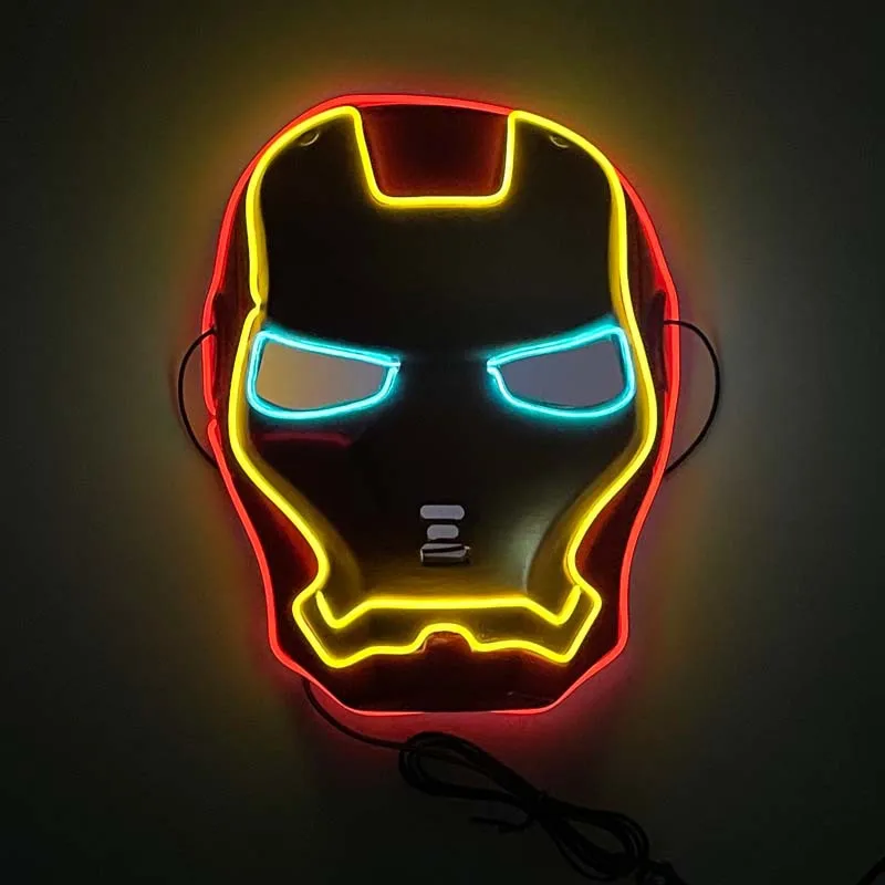 Marvel Avengers Glowing Light Mask Iron Man Spiderman Hulk Black Panther Cosplay Anime Figure Decoration Children Toys Gifts