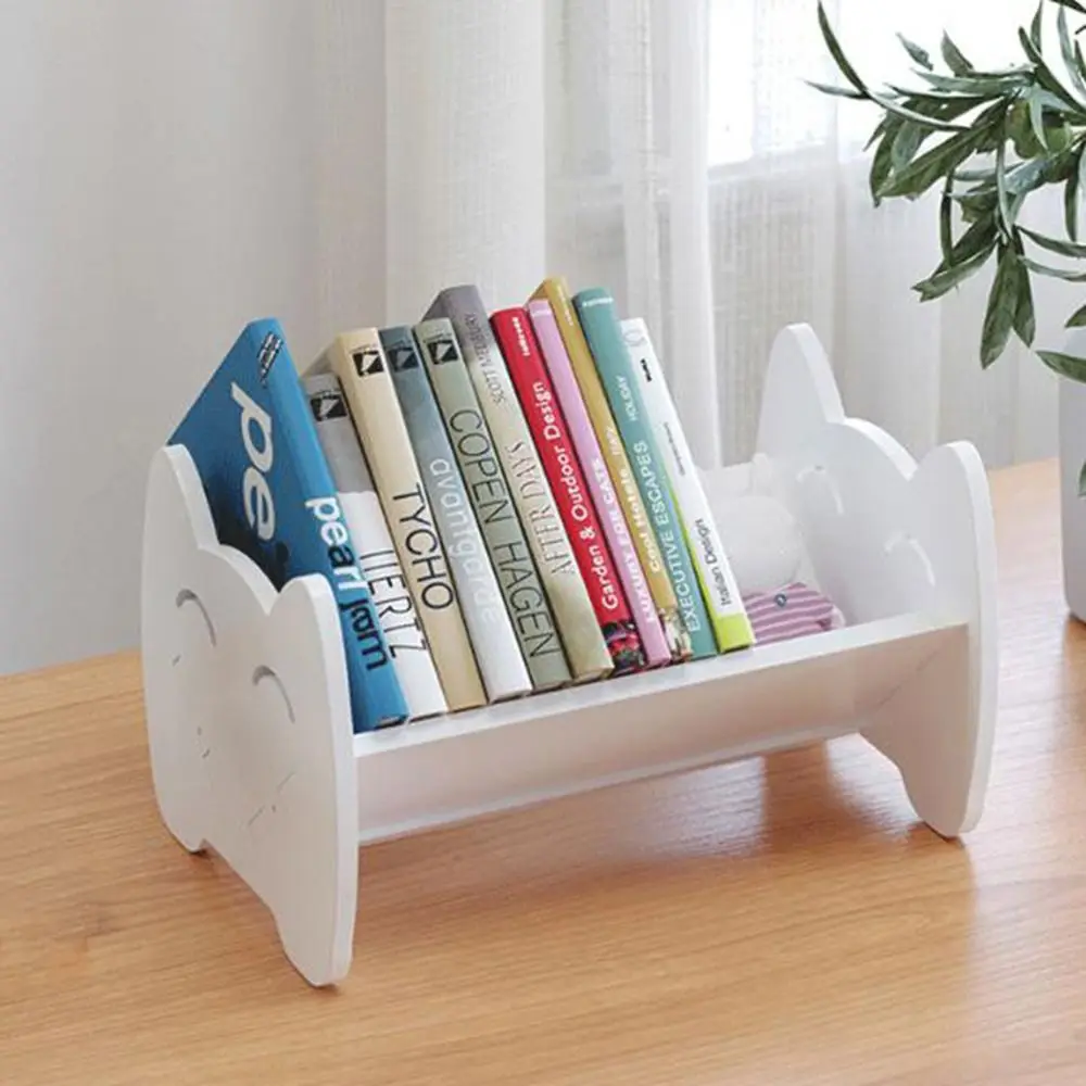 

Simple Plastic Kids Bookshelf Decorative Space Saving Children's Book Storage Rack White Desk Storage Rack for Home