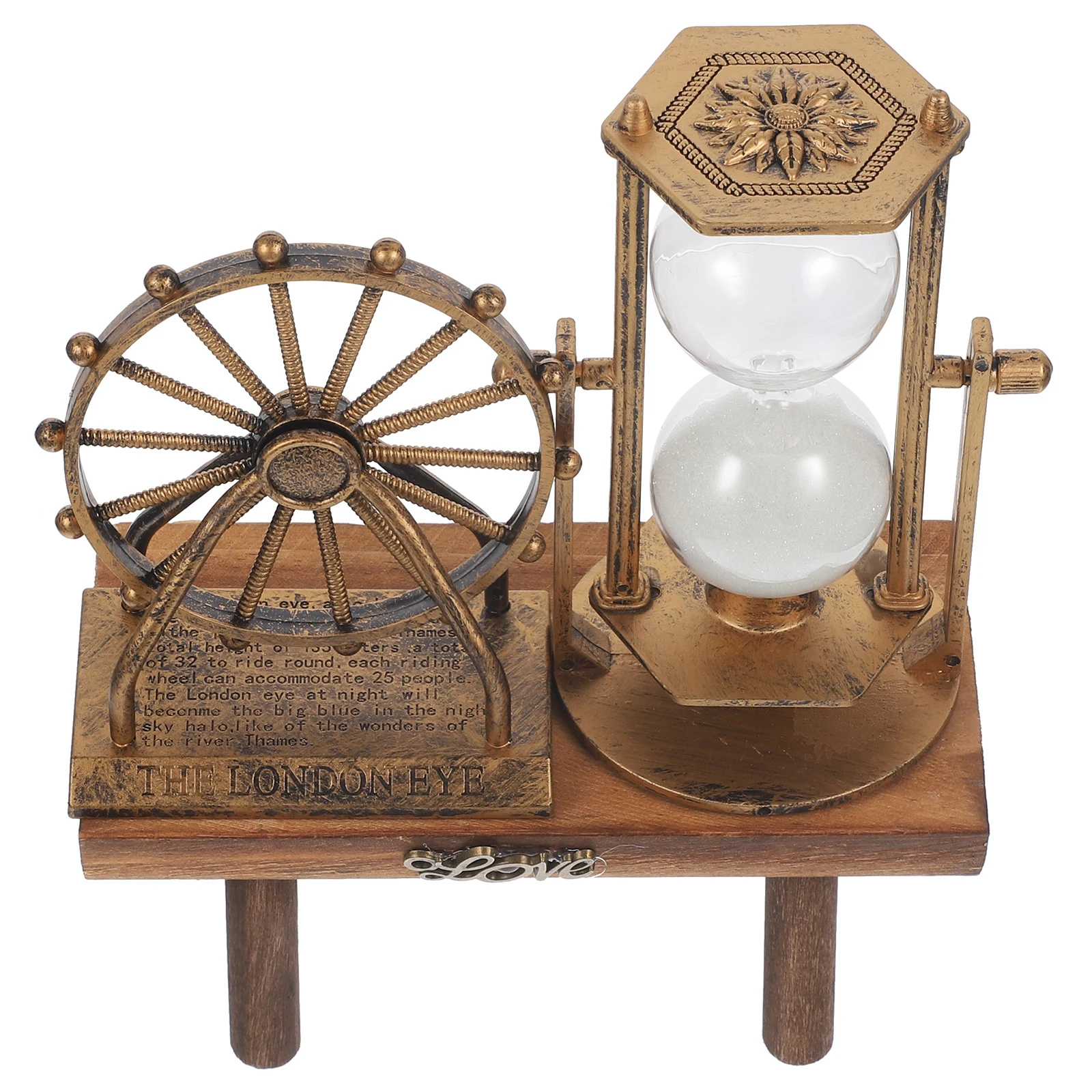 

Ferris Rotating Sand Clock Ornament Wooden Desktop Decor Retro Hourglass Vintage Home Craft Scene Decoration Unique Exquisite