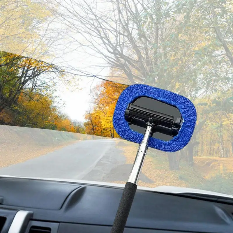 Car Rearview Mirror Wiper Stainless Steel Telescopic Retractable  Window Squeegee Window Wash Cleaning Brush Handheld Wiper