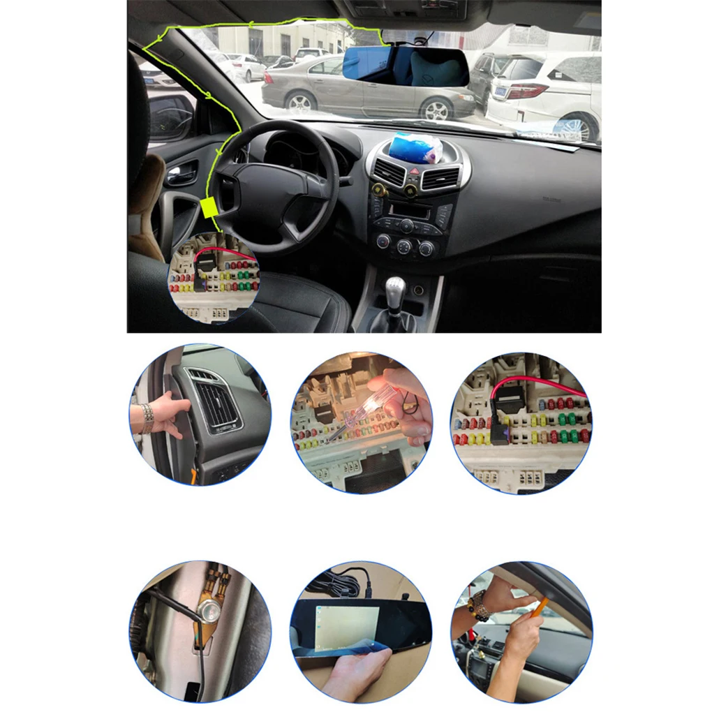 24H Parking Monitoring Car DVR Dashcam Camera Hardwire Kit for Low Vol Protection Mini USB Port 12-30V in 5V2.5A Car Assecories