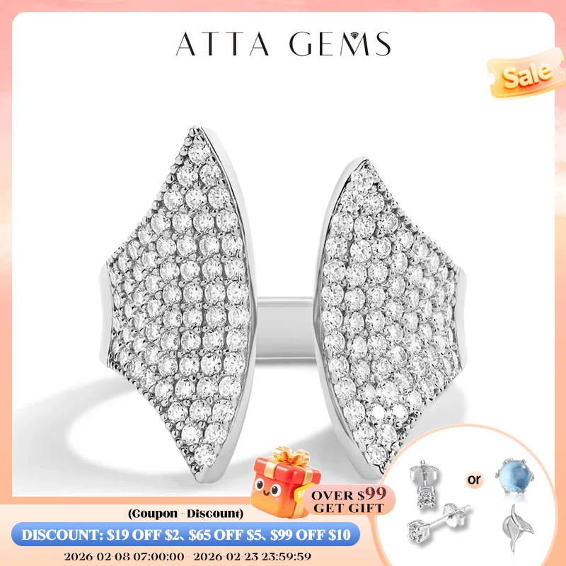 

Мужское и женское кольцо из муассанита ATTAGEMS с покрытием из серебра 925 пробы, 18 к