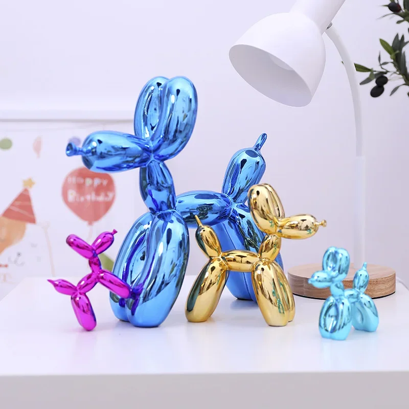 Large size 47cm Creative Chrome Resin Balloon Dog Ornament Home Decor Living Room Decoration Art Crafts Model Nordic Statue