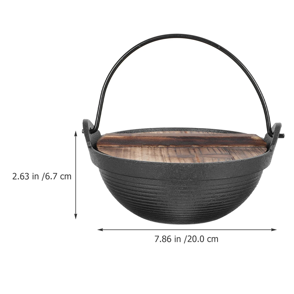 

Japanese Style Cast Iron Wood Stew Soup Hanging Cooking Pot For Camping Picnic Outdoor Sukiyaki Camp Fire Heat Resistant Durable