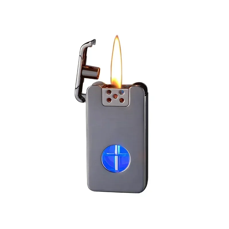 2025 Intelligent Voice Controlled Kerosene Lighter Metal Transparent Oil Arc Ignition Personalized Gift Cigarette Accessories