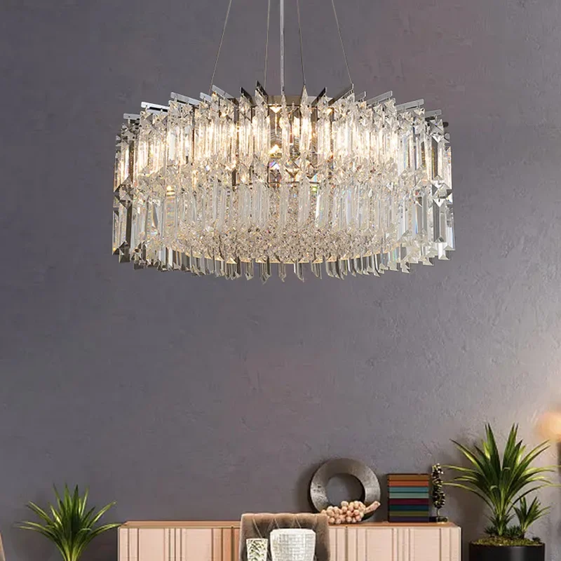 

Italy light luxury crystal home chandelier creative round living room dining room simple lamps