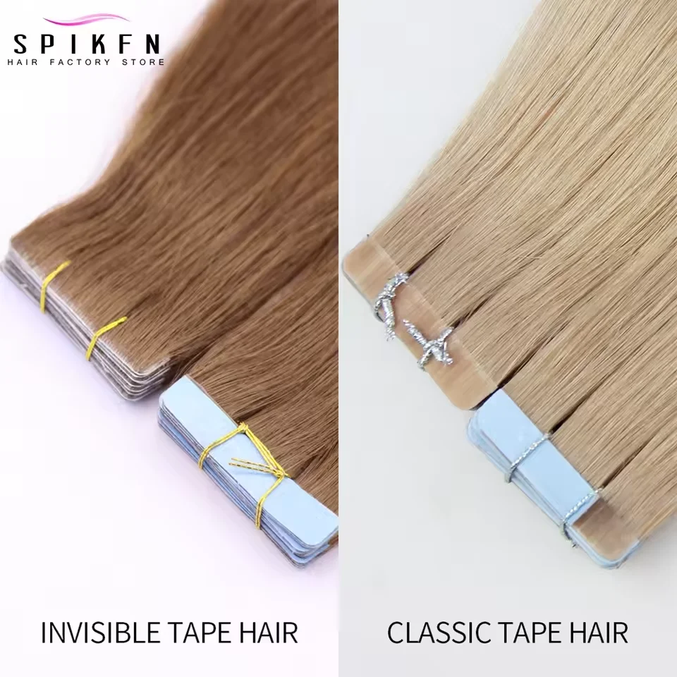 SPIKFN 目に見えないテープヘアエクステンションストレート 12-22 インチ PU スキン横糸テープ人毛ナチュラルシームレス粘着テープ髪