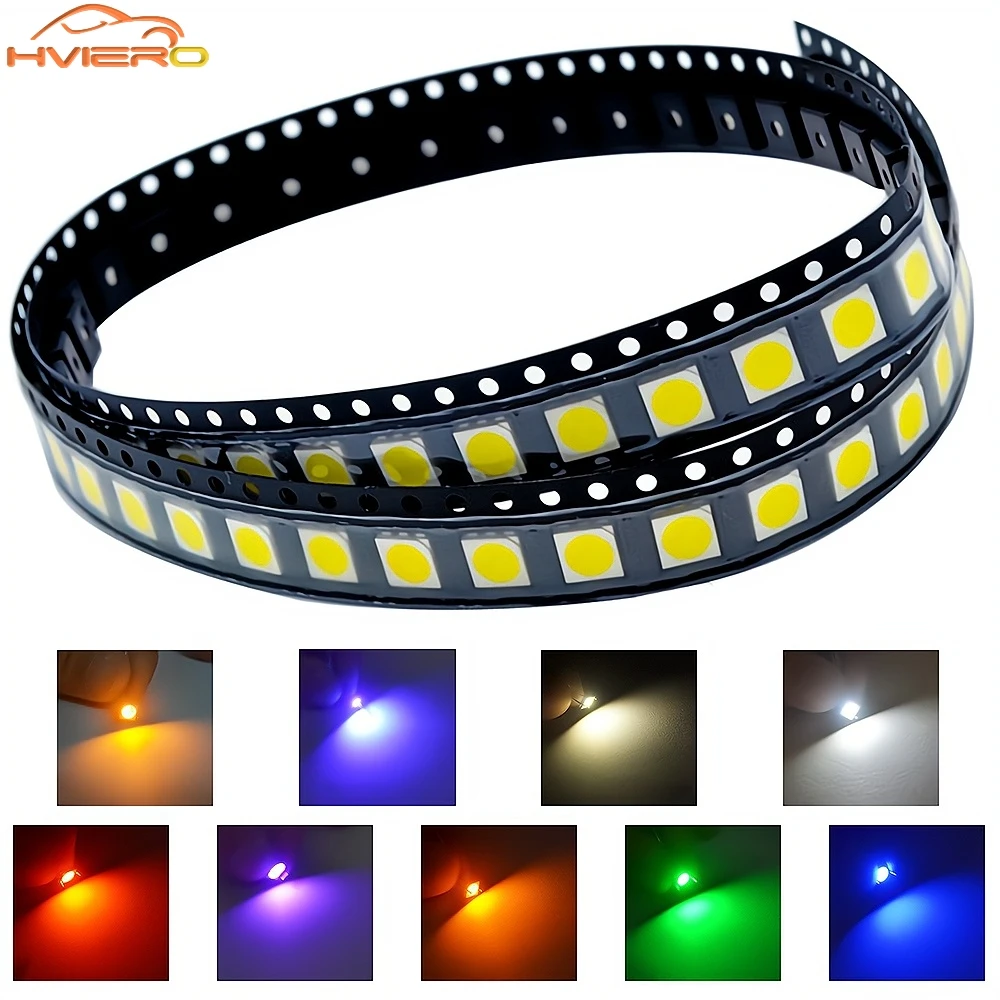 10/100X 5050 White Red Blue Pink RGB Smd Smt 60mA 3V 3-chips 10-12lm 6000-6500k Led Plcc-6 Bright Lamp Bulb Light Emitting Diode