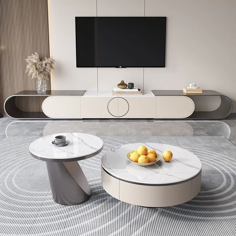

Light luxury rock slab TV cabinet coffee table combination Internet celebrity fully equipped home high-end home floor TV cabinet