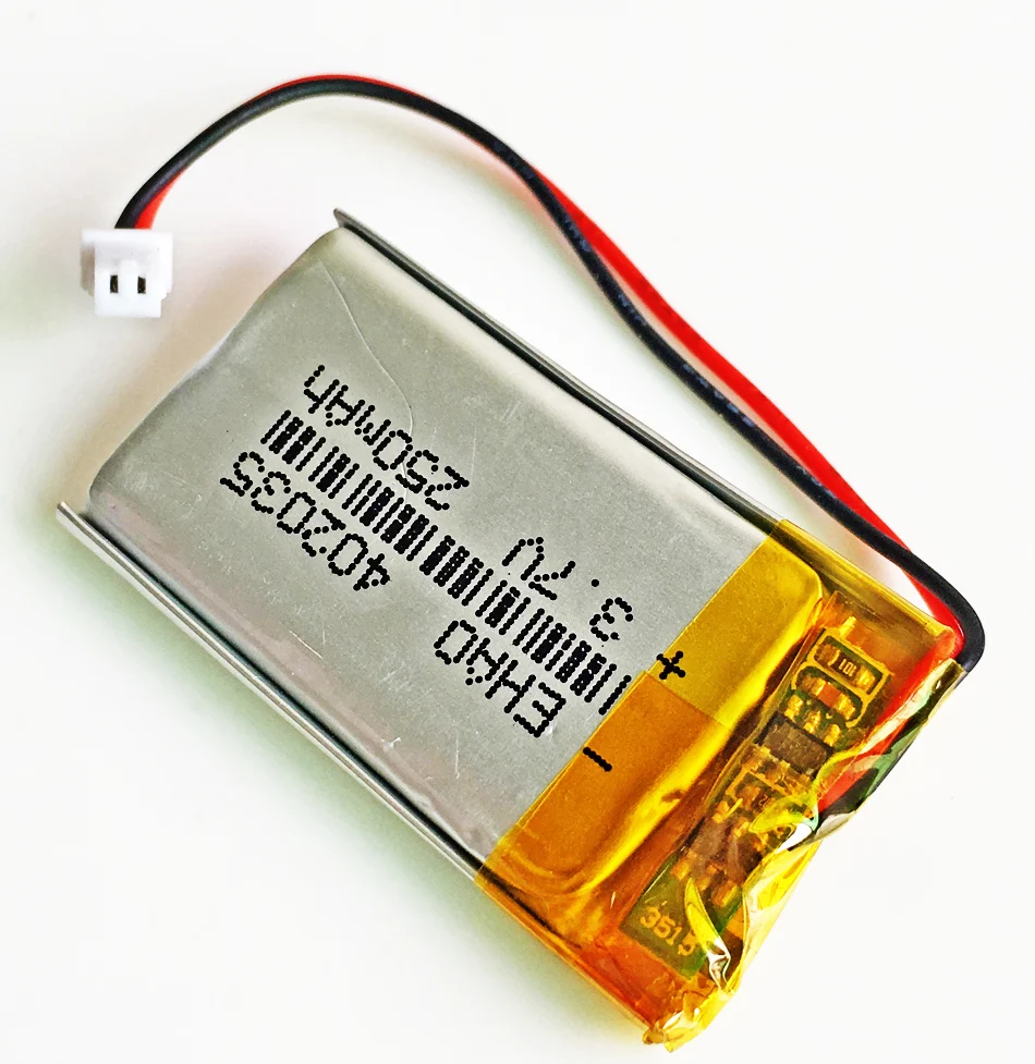 3.7V 250mAh litowo-polimerowa Lipo akumulator 402035 + JST 1.25mm 2-pinowa wtyczka do MP3 MP4 GPS zestaw słuchawkowy bluetooth