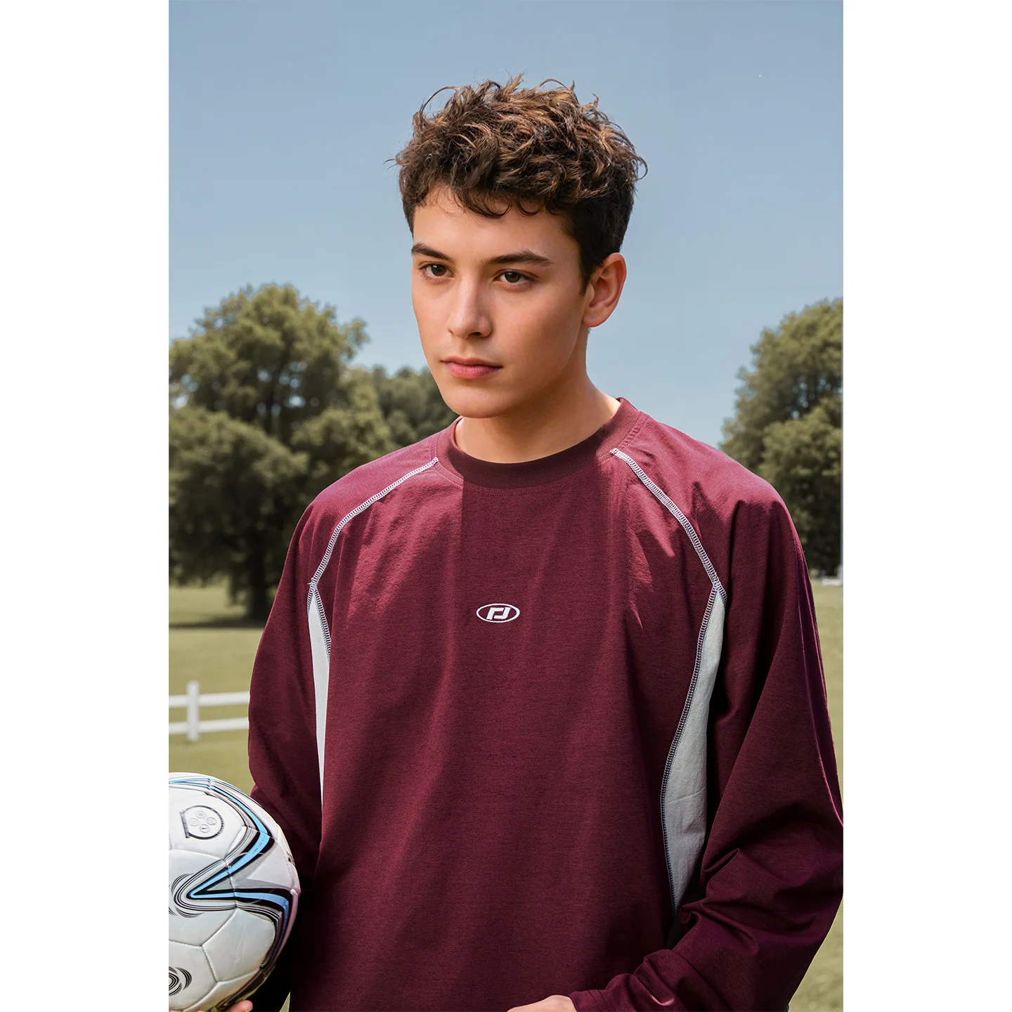 

Men's T-shirt 2025 Autumn Sweatshirt Sun Protective Breathable Color Block Embroidered Loose Sports Long Sleeve T Shirt