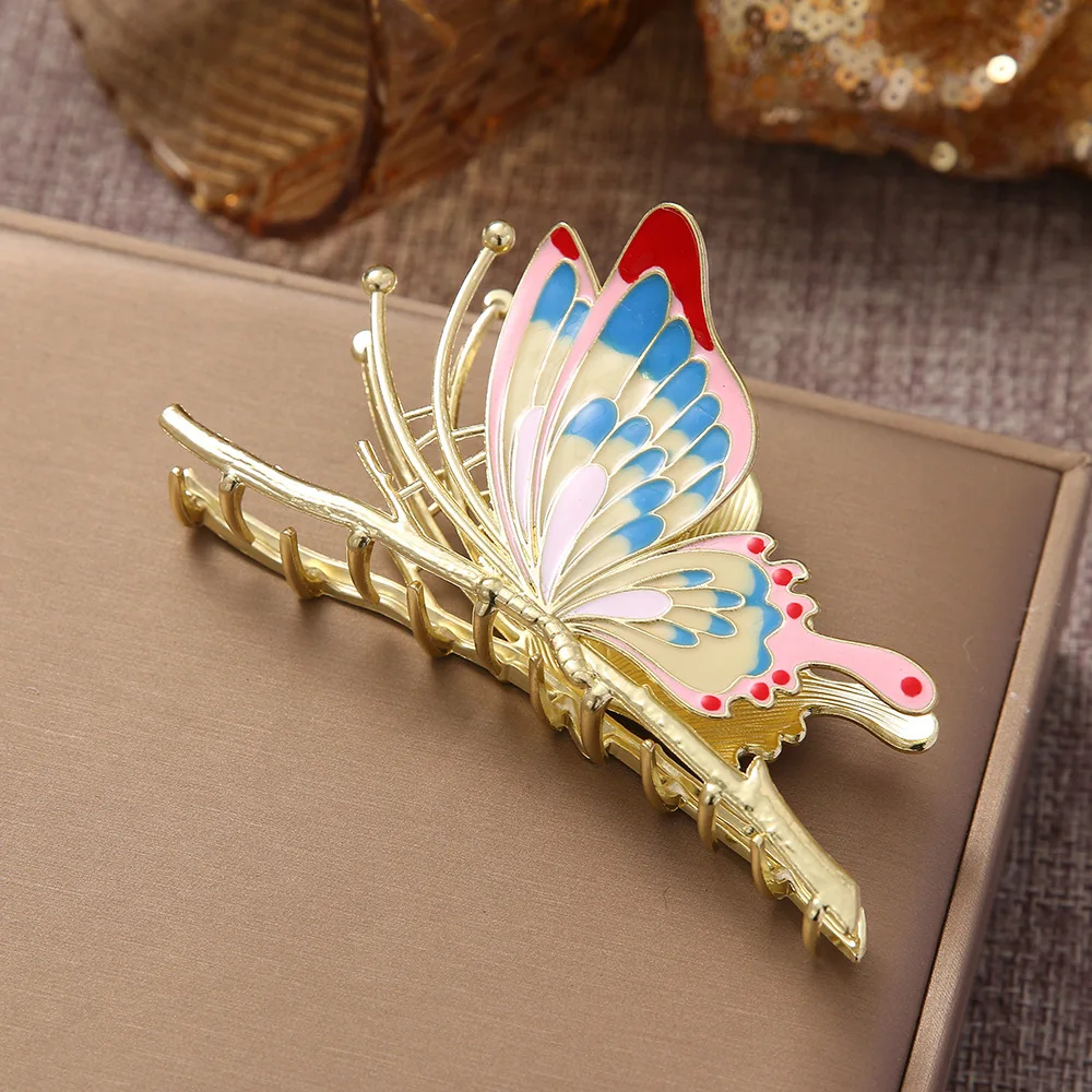 Pinza de pelo estilo mariposa para mujer y niña, accesorio de Metal grande de 10CM, tocado de tiburón, hiarpin, novedad