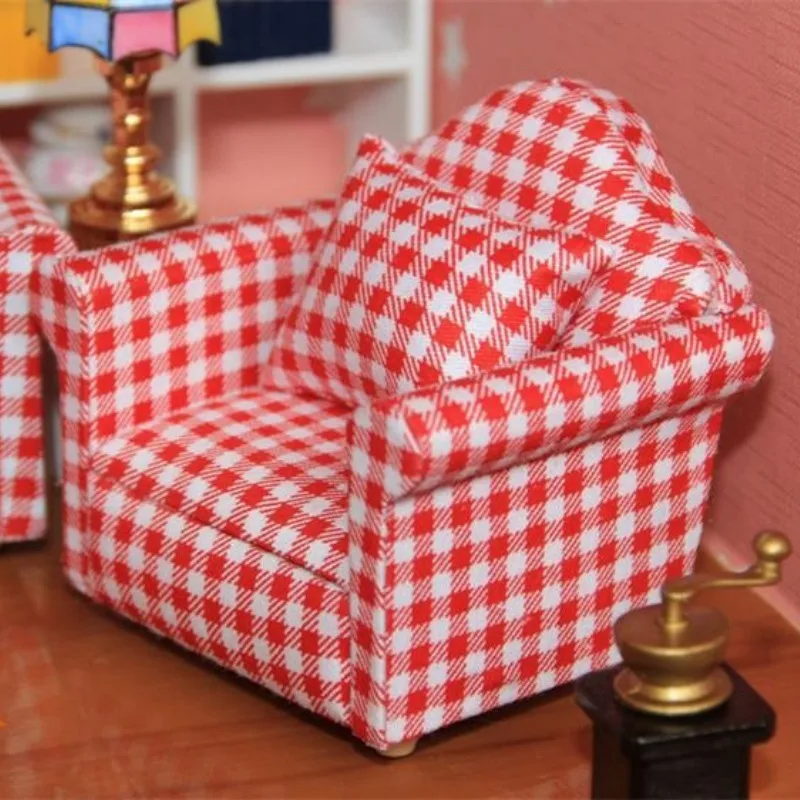 1:12 Mini Sofa domek dla lalek miniaturowe meble drewniana Sofa meble imitacja wystroju domku dla lalek DIY zabawki akcesoria do domku dla lalek