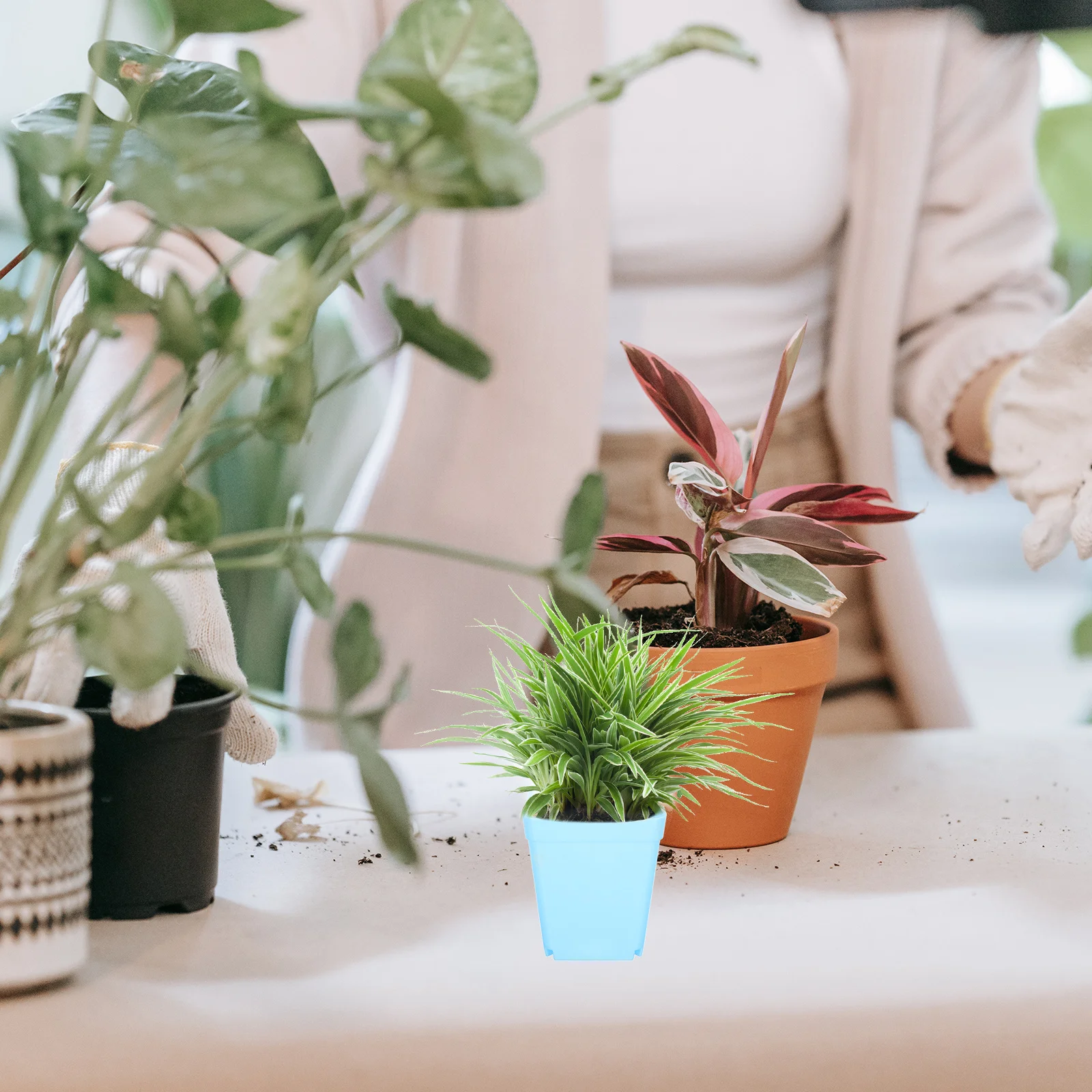 

40pcs Colorful Flower Pots Thickened Bottom Multiple Drainage Holes For Plant Nursery Seedlings Starting Plastic Gardening