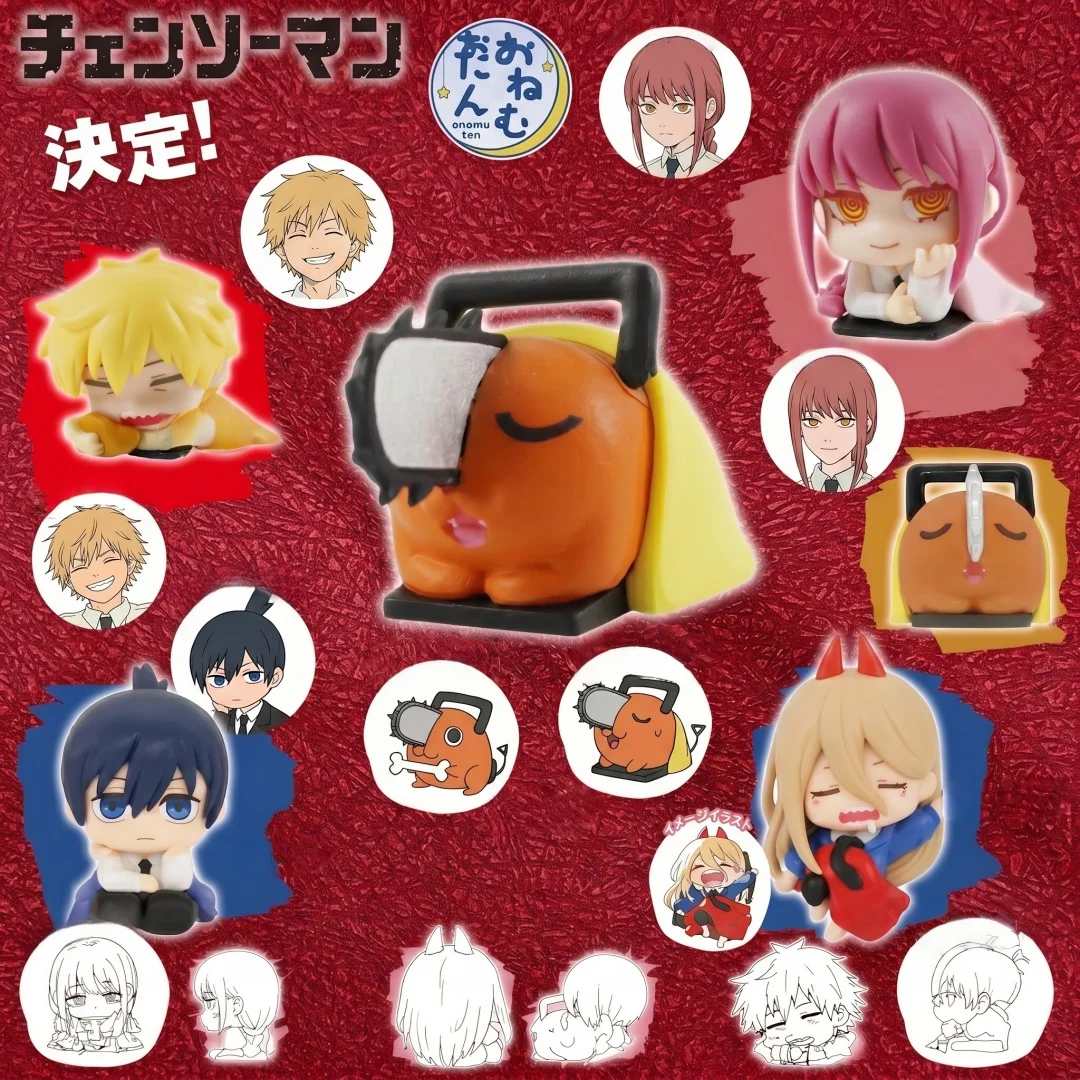 Image of 3-Zoll Chainsaw Man Niedliche Actionfigur Pochita Denji Figur Power Makima Aki Kawaii Anime Sammlermodell Heim-Schreibtisch-Deko Geschenk