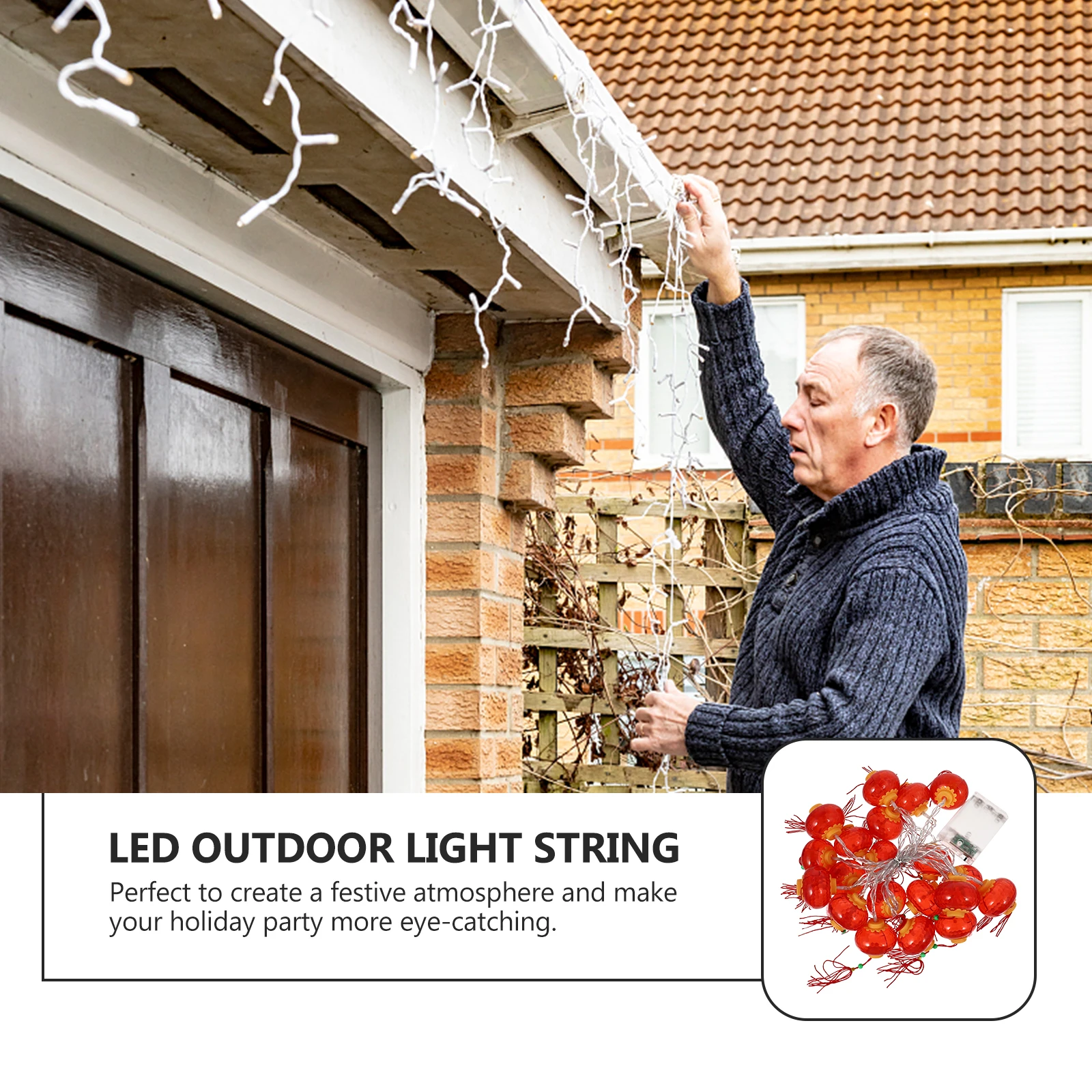 1pc 3M Red Lantern Light String Chinese Style Led Festive Decoration For Party Home Garden Festival Ramadan Outdoor Decor Scene