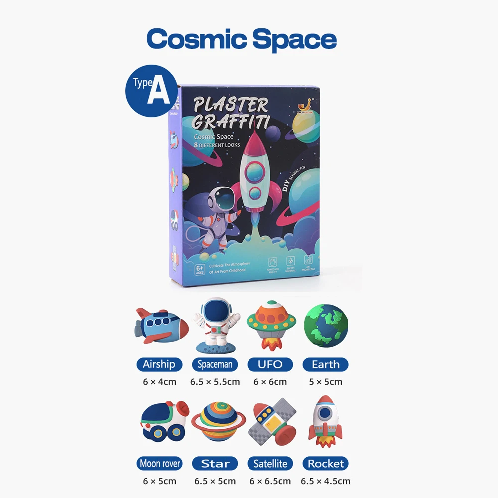 Bambola dipinta in gesso fai da te Kit da colorare per pittura con embrioni bianchi giocattolo per dinosauri per bambini, regali di compleanno per ragazzi e ragazze per bambini dai 3 anni in su