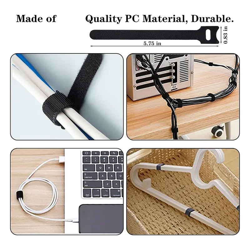 DT19-Cable Management Kit Desktop Cable Tidy Accessories Pack Multi-Size Cable Tie Cord Holder Set