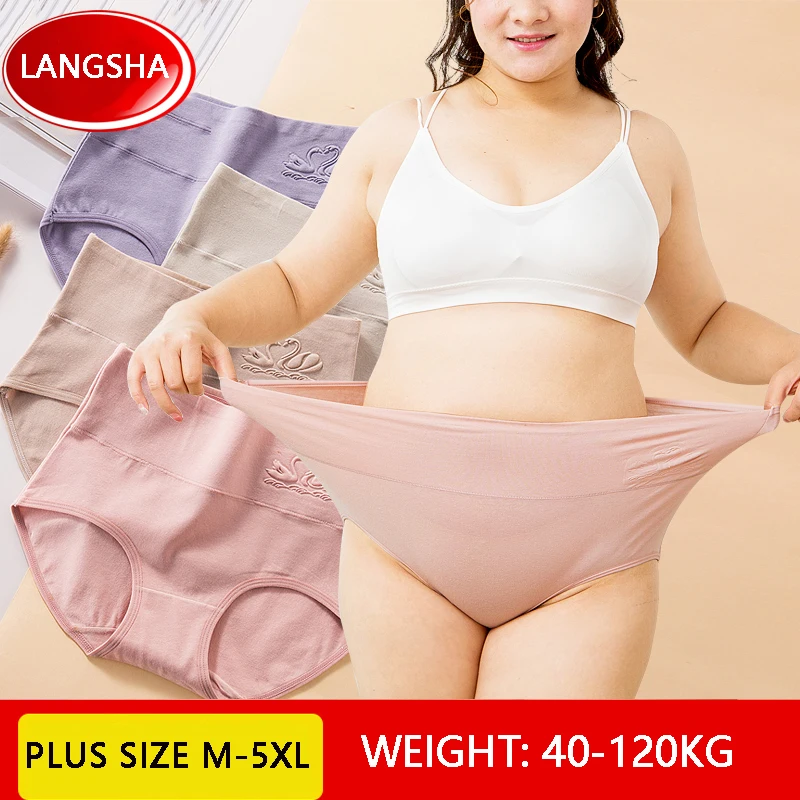 3Pcs Women\'s Panties Plus Size High Waist Underwear Female Sexy Lingerie Cotton Briefs Grils Underpants Breathable Ladies Pantys