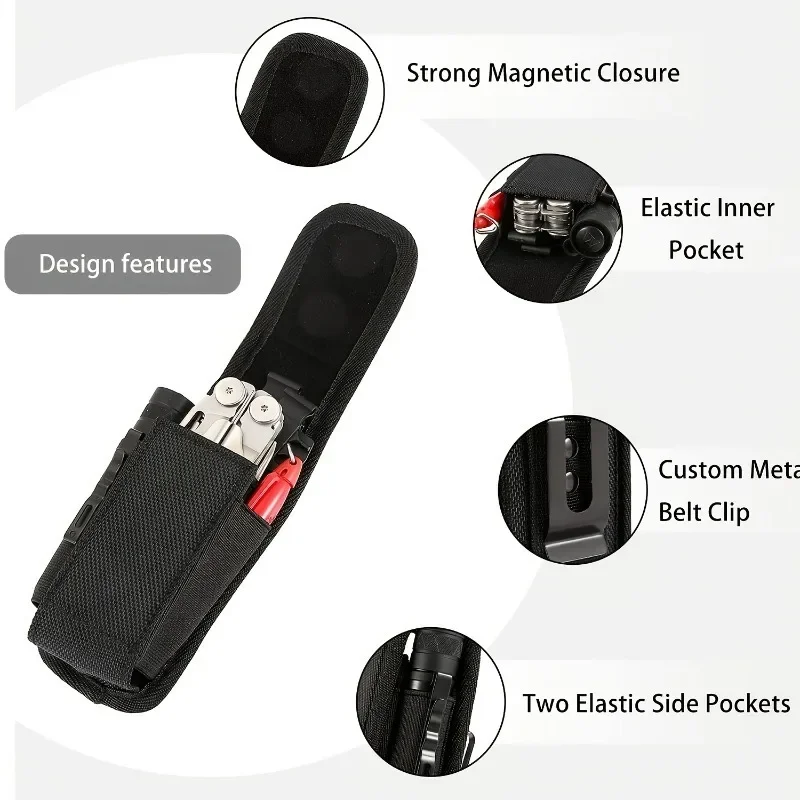 Multifunctional Mens Tool Belt Waist Bag Wear Resistant Nylon Tool Pouch Daily Carry Storage for Flashlight Small Mobile Phone