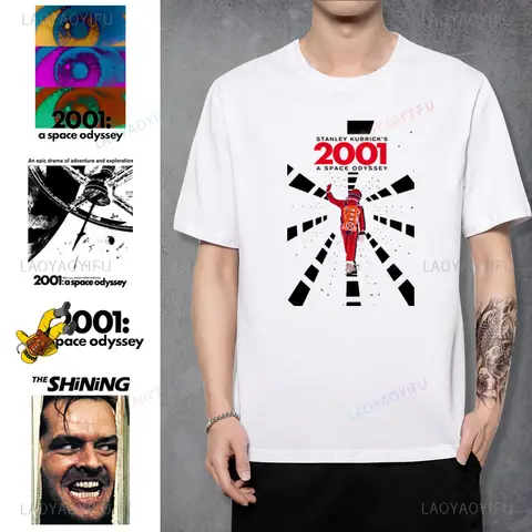 2001 A Space Odyssey Camiseta Vintage Classic Movie Print T Shirt Stanley Kubrick The Shining Clothes Short Sleeve Cotton Tee