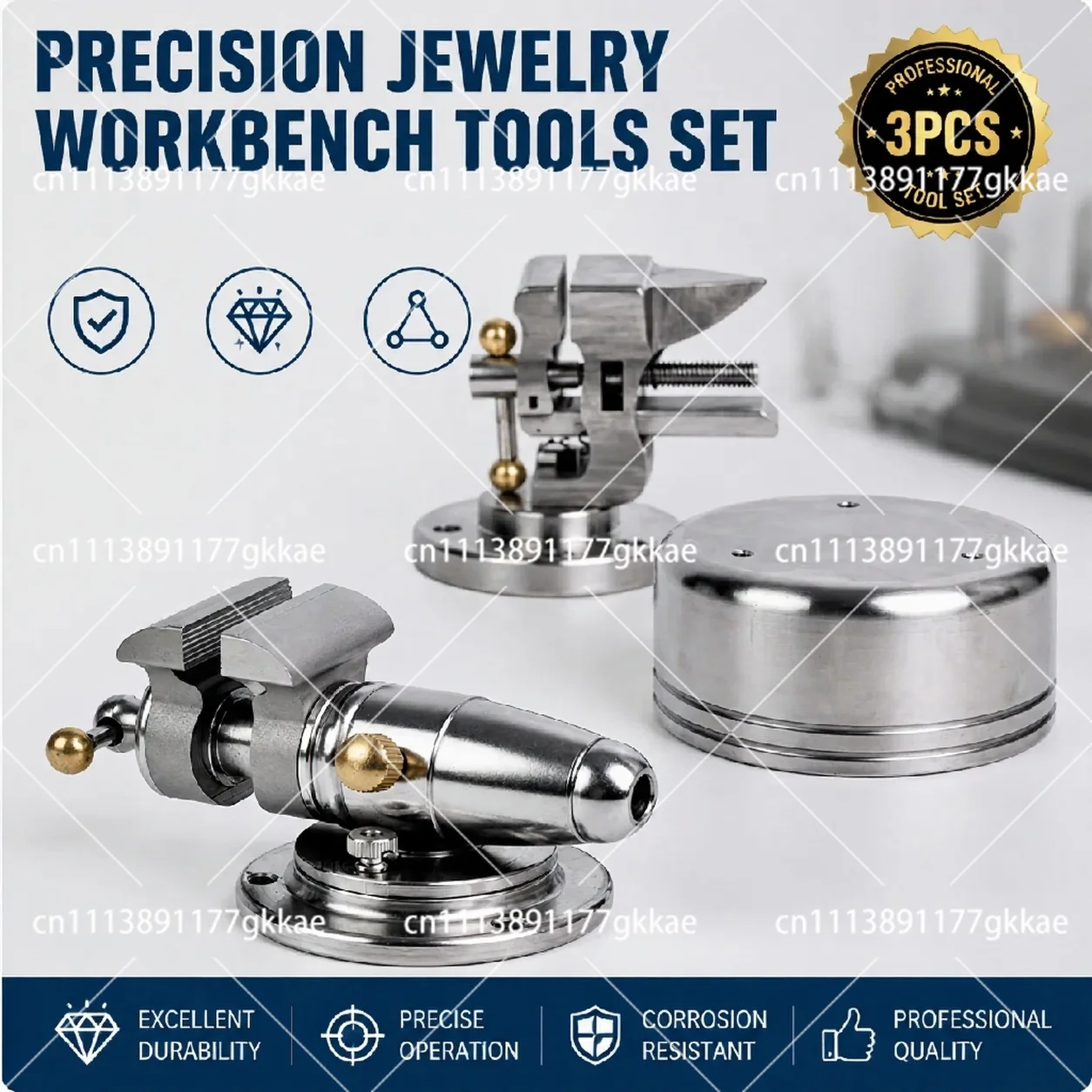 304 Stainless Steel Mini Vise with Anvil Table Adjustable Desktop Clamp for Watch Repair Ornaments DIY