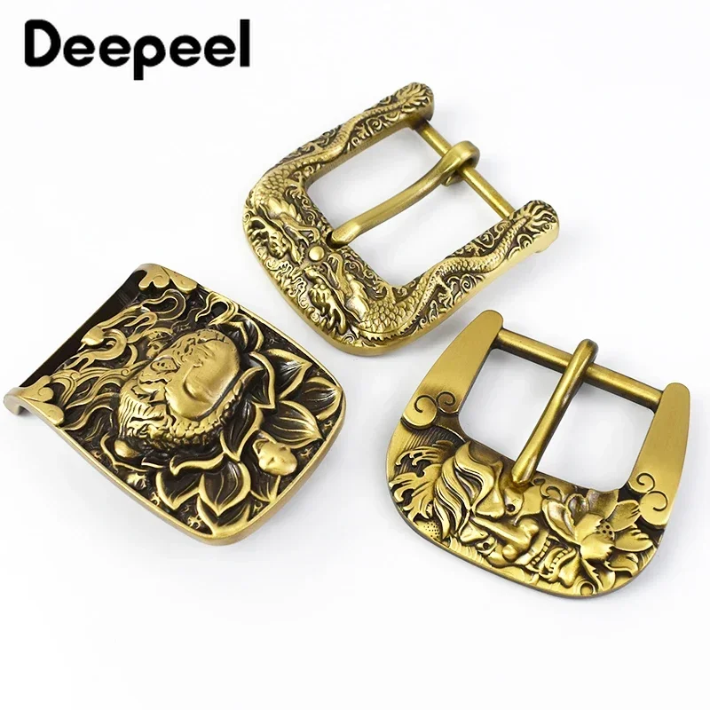 Deepeel 40mm Pure Brass Man Belt Buckles Copper Pin Buckle Waistband Head for 38-39mm Belts Accessories Men Jeans Leather Craft