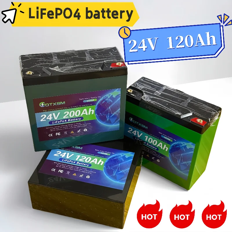 

New 32700 24V 120Ah lithium iron phosphate battery Built-in 100A BMS,for Solar Marine Overland Off-Grid LiFePo4 Battery