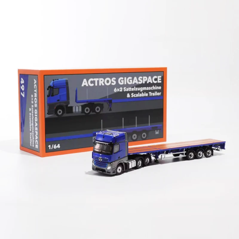 

Diecast 1:64 Scale Actros 3 Trailer Alloy Truck Model Finished Product Simulation Toy Collection Static Model Ornament