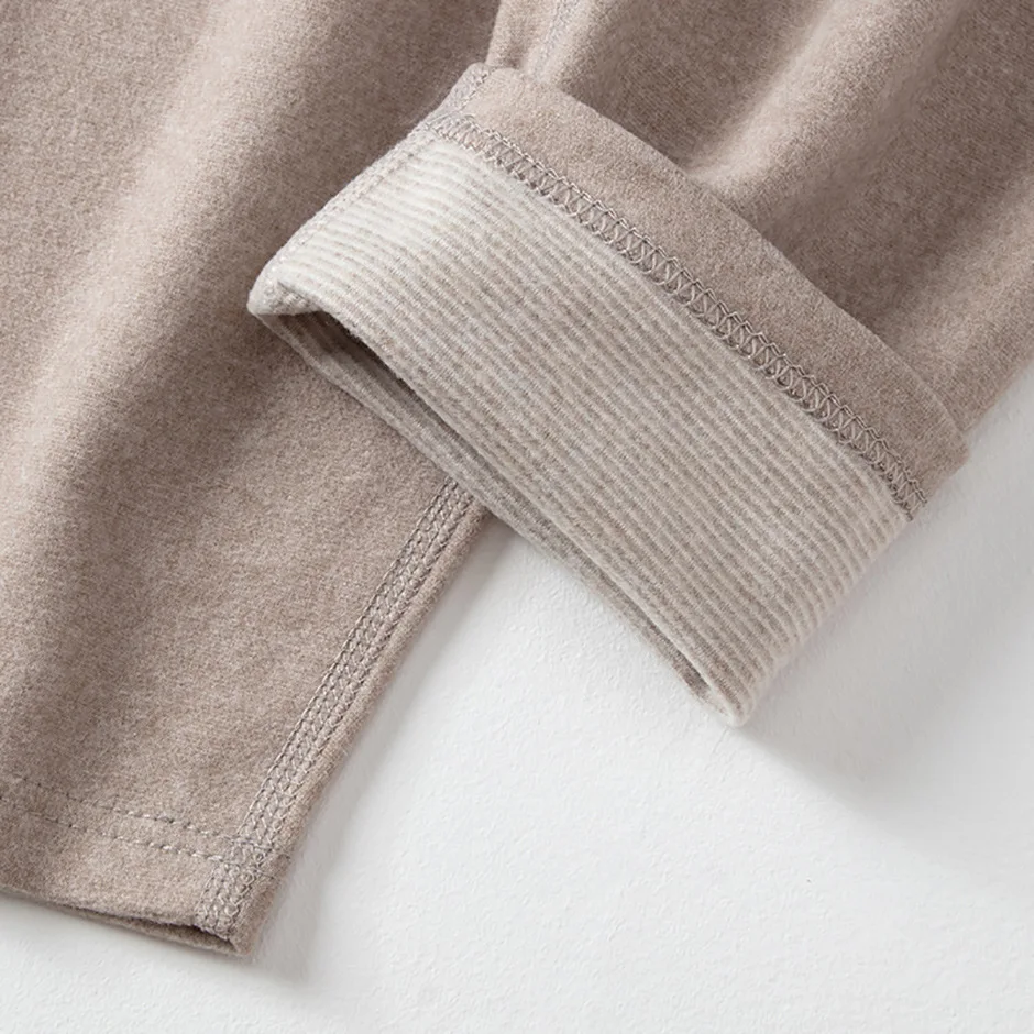 Herren Winter Thermounterwäsche-Set, Fleece-gefüttert, Slim Fit, lange Unterhosen, Rundhalsausschnitt, lange Ärmel, Basisschicht, warme Unterwäsche, Oberteil & Hose F – Detail 9