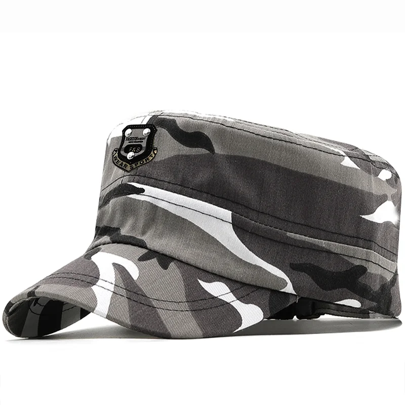 New Vintage Flat Top Men Washed Cap for Male Baseball Cap Summer Spring Men\'s Camouflage Sun Protection Military Cap Wholesale