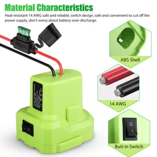 Imagem -03 - Adaptador de Rodas Elétricas para Ryobi 7.220v Lítio Ni-mh Bateria Doca Conector de Alimentação 14 Awg Faça Você Mesmo Adaptador Ferramentas P108 P107 P102
