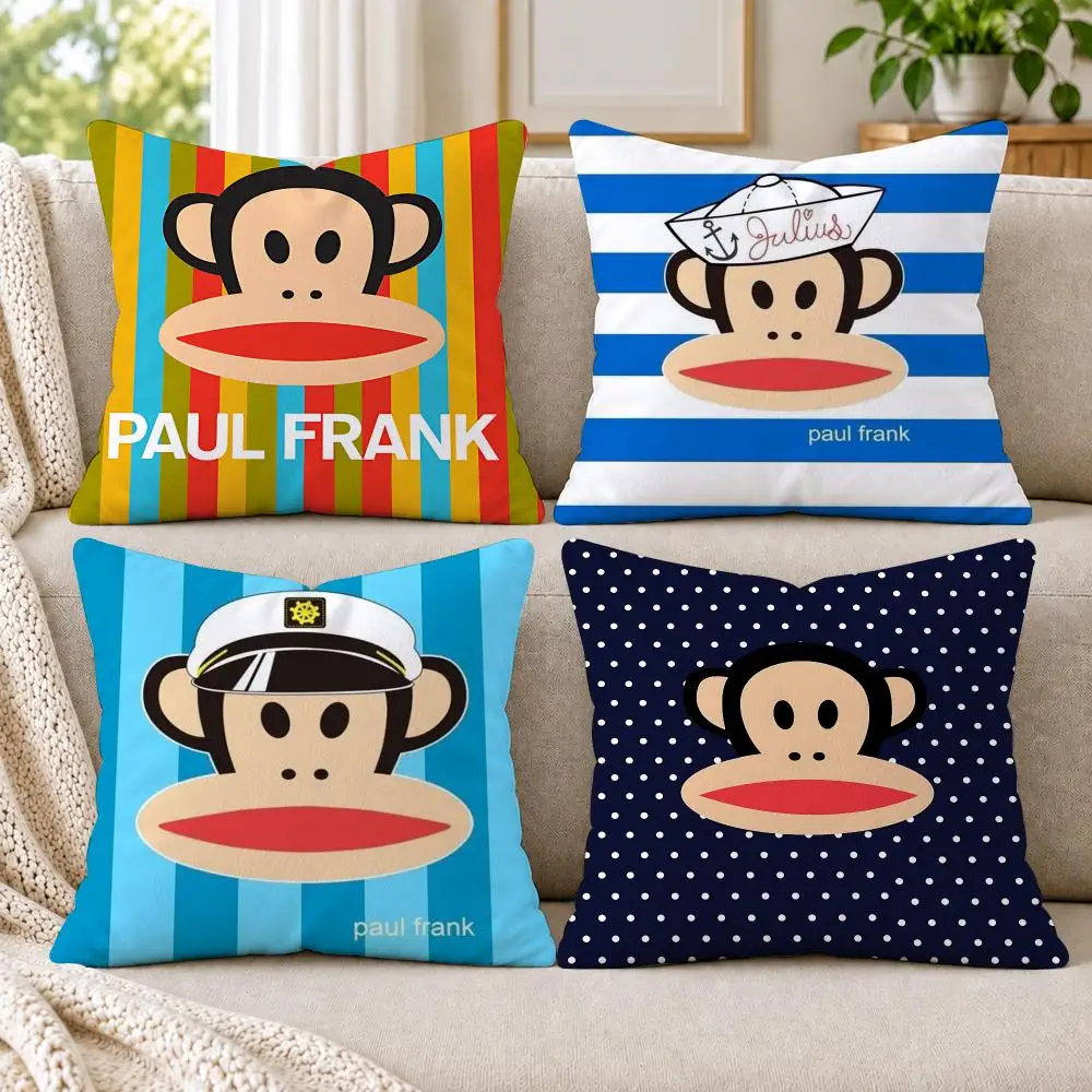 Cute P-Paul F-Frank Cushion Cover Short Plush Double-Sided Printing Sofa Bedroom Pillow Case Aesthetic Home Decor