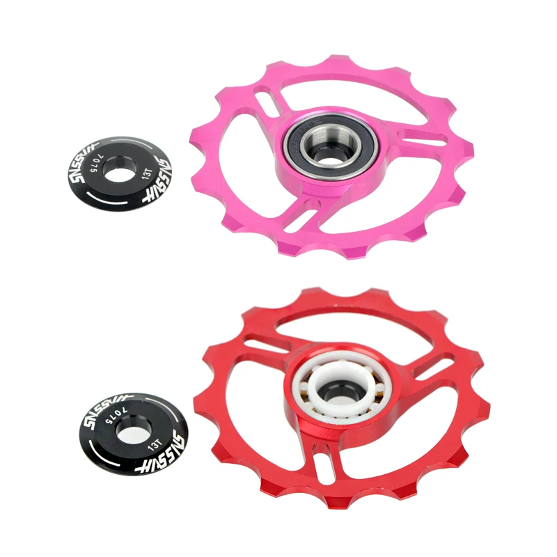 HASSNS Mtb Pulleys Bicycle Derailleur Metal Ceramics Bearing Road Mountain Bike Rear Derailleur Pulley Wheel 11T 13T Cycling