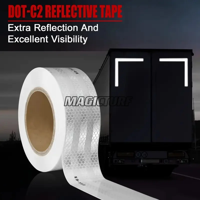 White DOT-C2 Reflective Tape EURO-STANDARD Adhesive Safety Conspicuity Stickers Waterproof Reflectors Truck Strips For Vehicle