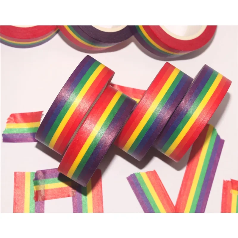 1pcs Rainbow Color Washi Tapes Set for Gift Album Diary15mm*10m Adhesive Basic Decoration Masking Tape Stickers