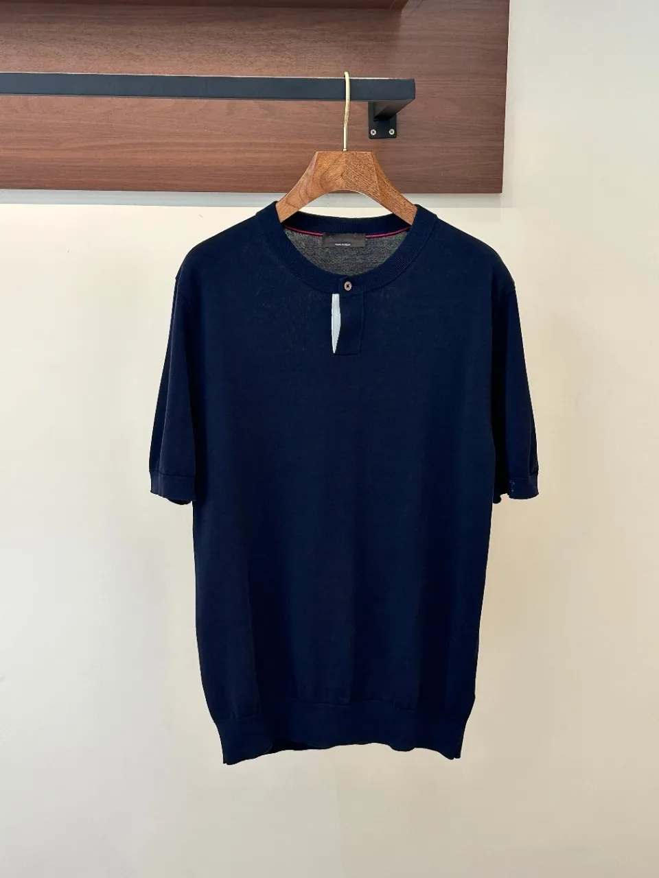 Old Money Style Men Long Staple Cotton Knitted Crew Neck Breathable Draping Rib Cuff Casual Summer T Shirt