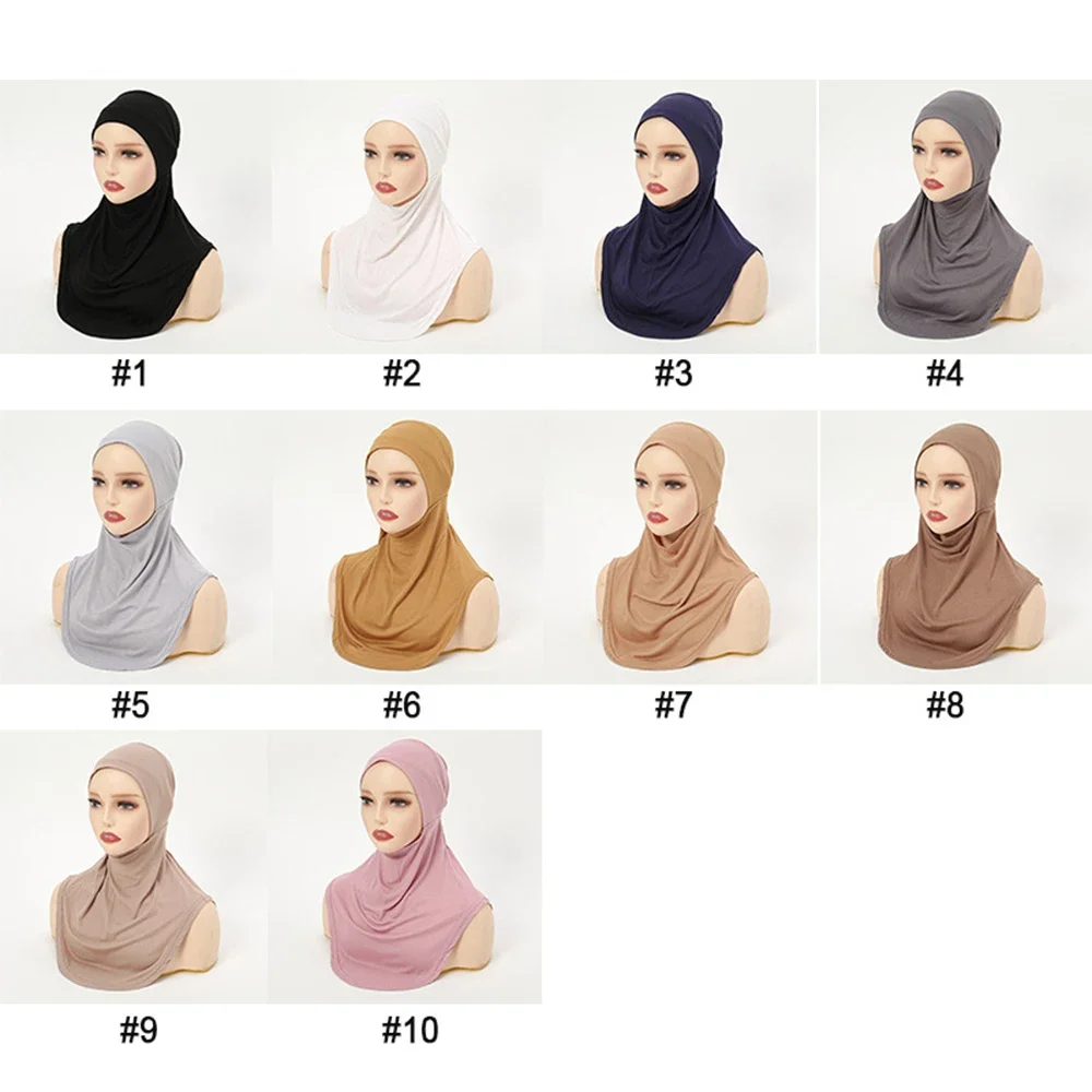 Muslim Inner Cap Hijab With Fake Collar Underscarf Hijab Undercap Scarf Turban Hat Islamic Ready To Wear Headcover Women Hat