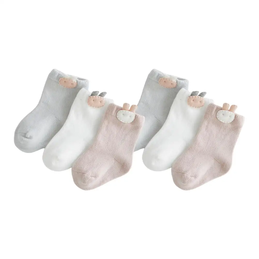 

Baby Socks 3 Pair Cartoon Rabbit Breathable Cotton Newborn XS Size Kids Soft Durable NonSlip Elastic Spring Autumn Infant Wear