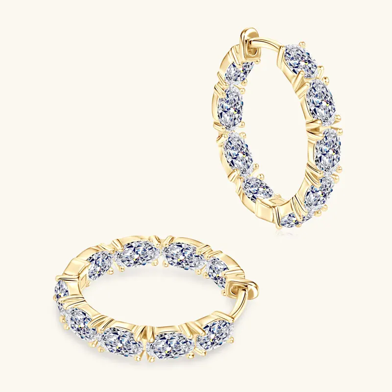 IOGOU 3x5mm Oval Cut Moissanite Diamond Hoop Earrings for Women 925 Sterling Silver D2.70CT Row Earrings Luxury Jewelry 2025 New view 4
