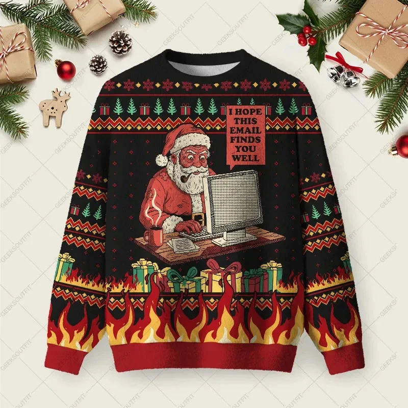 3D-Druck Lebkuchenmann Grafik-Sweatshirts Lustiger Weihnachtsmann Hässlicher Weihnachtspullover Unisex Weihnachten 2026 Pullover Freizeitkleidung – Detail 8