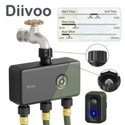 Diivoo-temporizador de riego Wifi de 1/2/3 zonas con retardo de lluvia, sistema de riego cíclico inteligente para riego de césped y jardín, compatible con Alexa