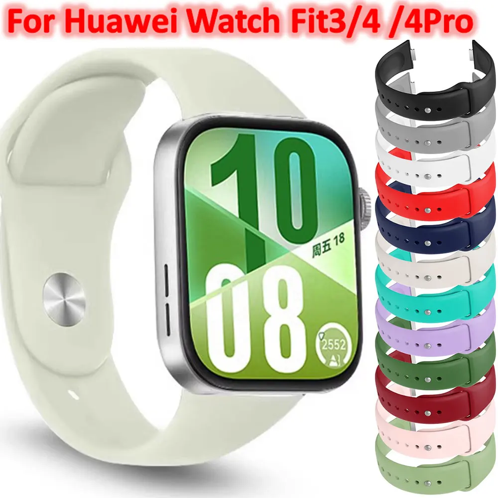 Silicone Band Strap For Huawei Watch Fit4/Fit3 Replacement Accessories Sport Wristband Bracelet Correa For Huawei Watch Fit4 Pro