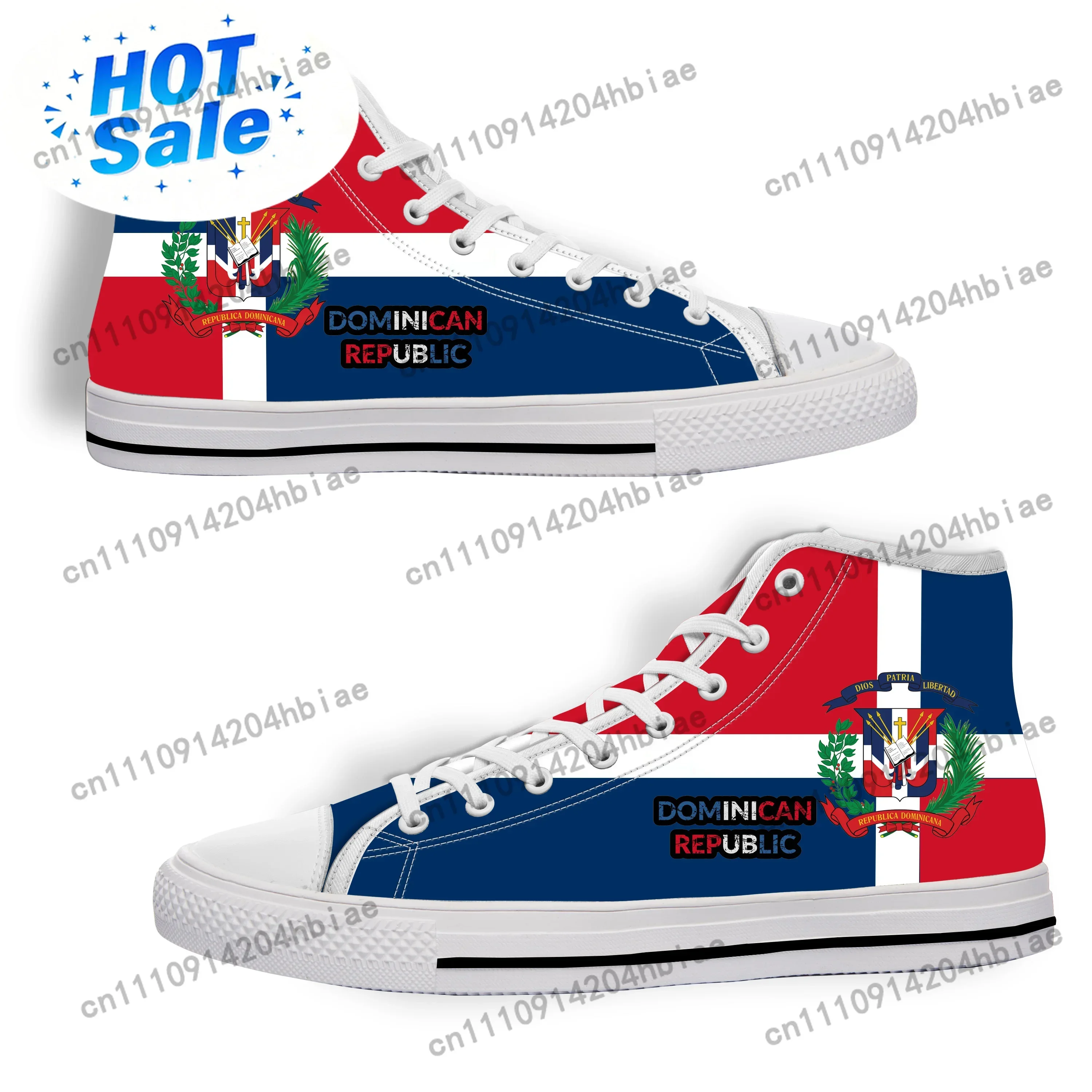 Dominican Republic Flag Print High Top High Quality Sneakers Men Women Teenager Canvas Sneaker Casual Couple Shoes Custom Shoes