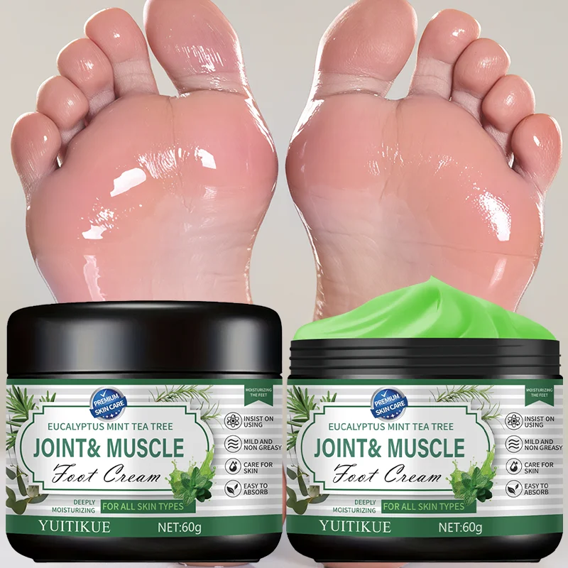 Eucalyptus Mint Tea Tree Foot Cream 60g - Joint & Muscle Care, Deeply Moisturizes & Smooths Feet, Non-Sticky Fast Absorption