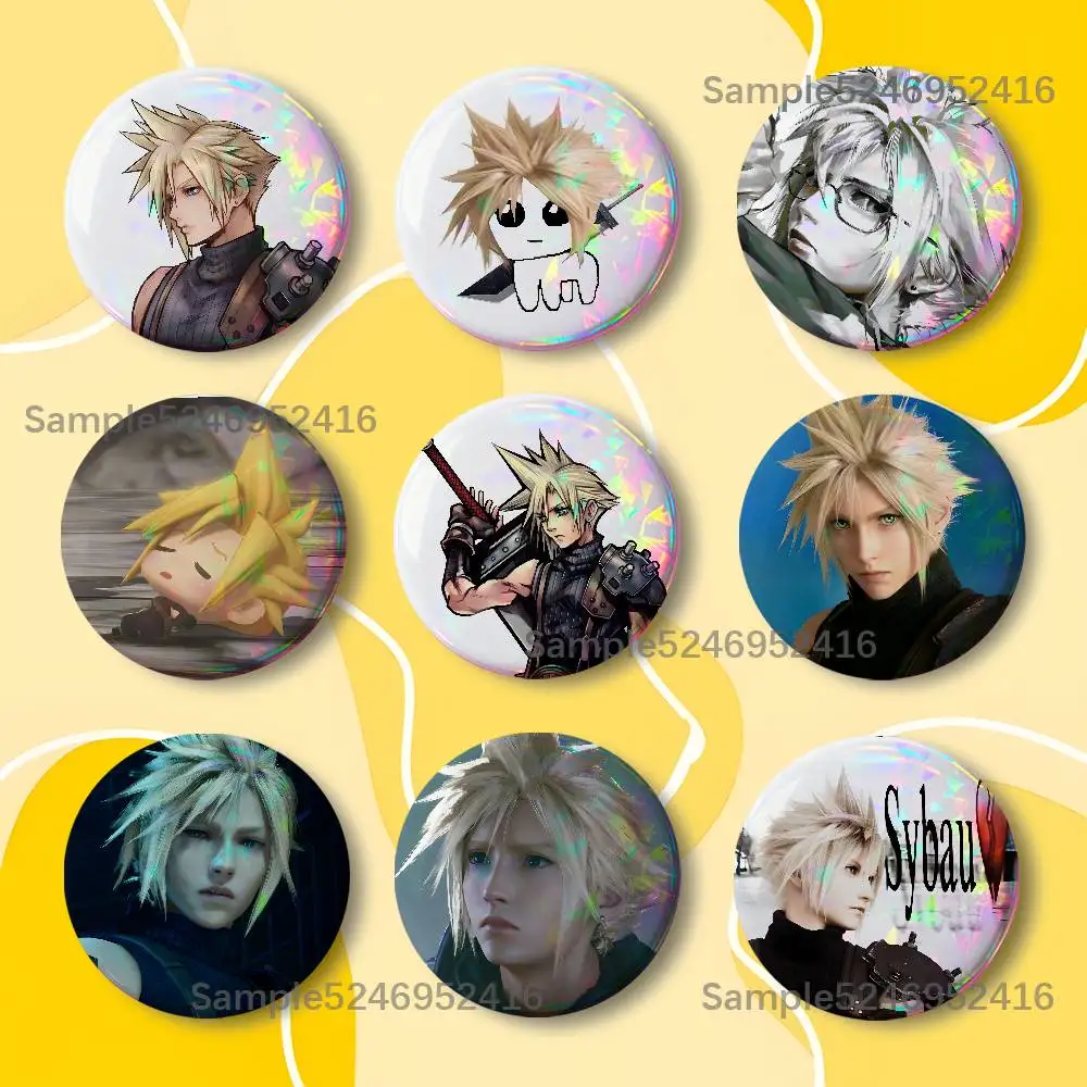 Cloud Strife F-Final Fantasy VII Button Pin Daily Stylish Ornament Badge Exquisite Round Brooches Backpack Accessorie