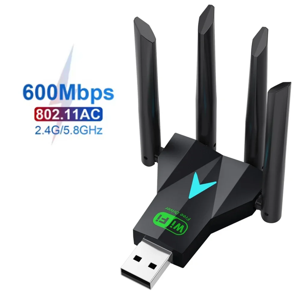 Tarjeta de red USB 3,0, adaptador USB de 1300Mbps, doble banda, 2,4G/5,8 Ghz, Dongle Wi-Fi, 4 antenas, receptor inalámbrico, 600Mbps, Plug-and-Play