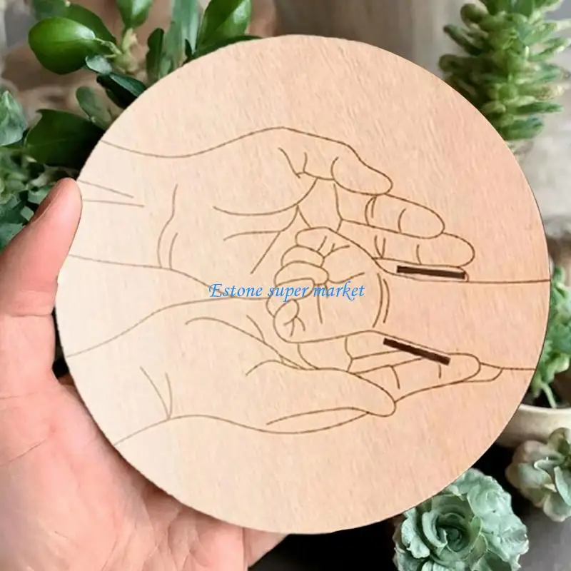 090B Handcrafted Wooden Newborns Birth Date Bracelet Board for Baby Photography Props and Announcement Display